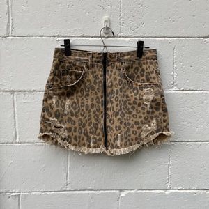 Carmar Cheetah Zip Up Mini Skirt